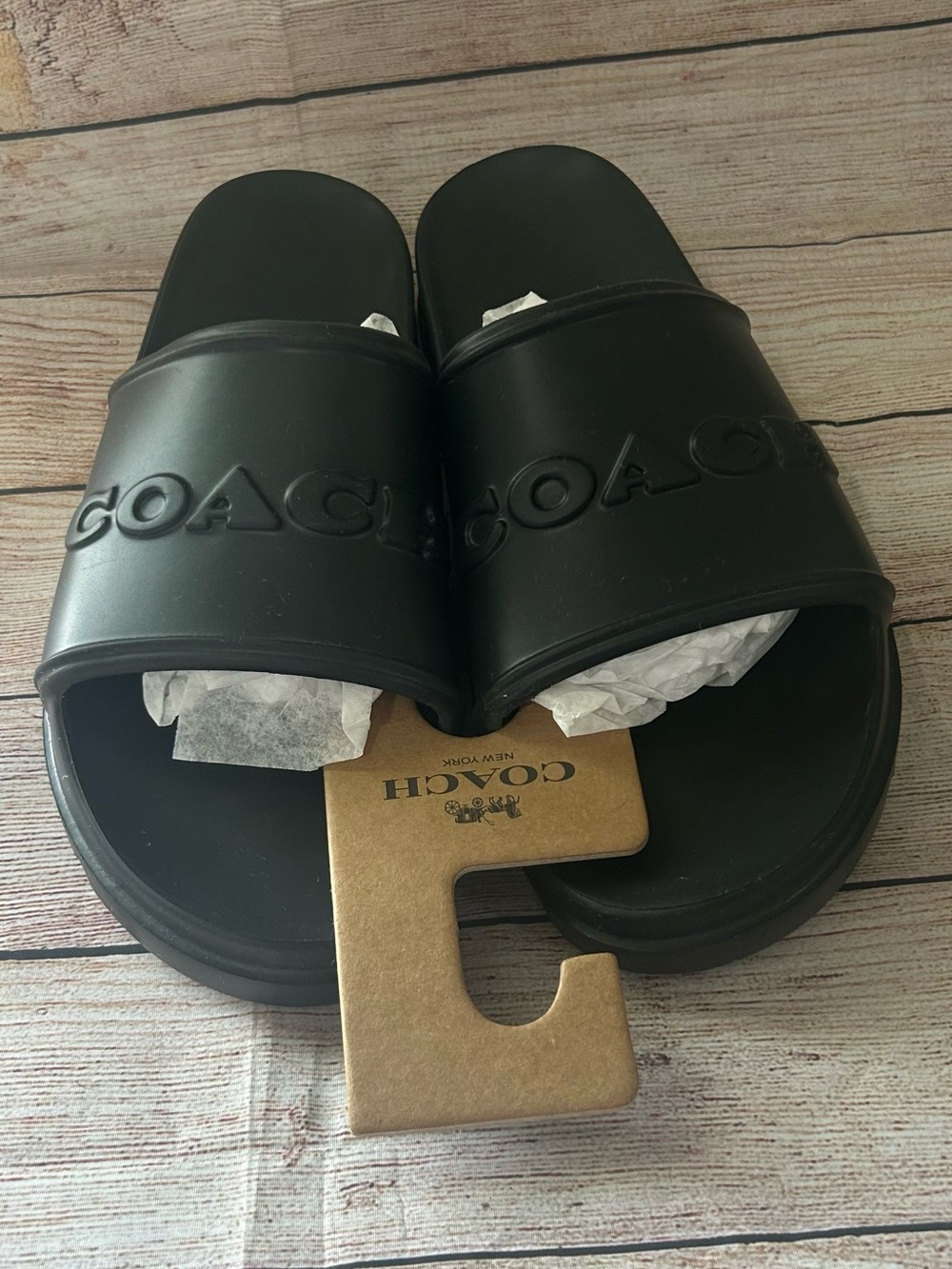 Coach Jesse Slide Sandals Black EVA Logo Men's Size 11